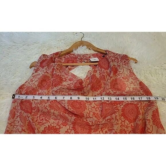 Cabi Vita Blouse Womens Small Pink Floral Draped Neck Keyhole Cutout Back New - Picture 4 of 6